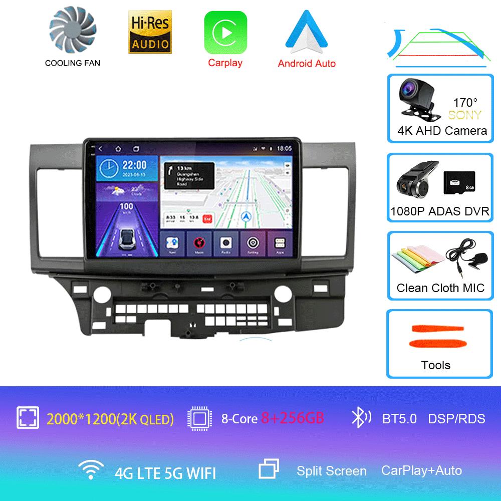 For Mitsubishi Lancer 2007-2012 Android 14 4G Car Radio Car Radio Multimidia Video Player Navigation GPS 2din 2 Din Carplay