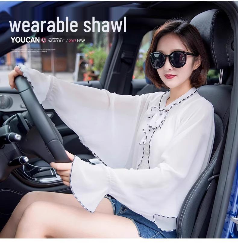 Lightweight Chiffon UV Protection Shawl for Summer Outdoor Activities