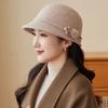 Autumn and Winter Basin Hat Retro Hepburn Style Bow Bucket Hat Ladies Elegant Woolen Fashion Basin Hat
