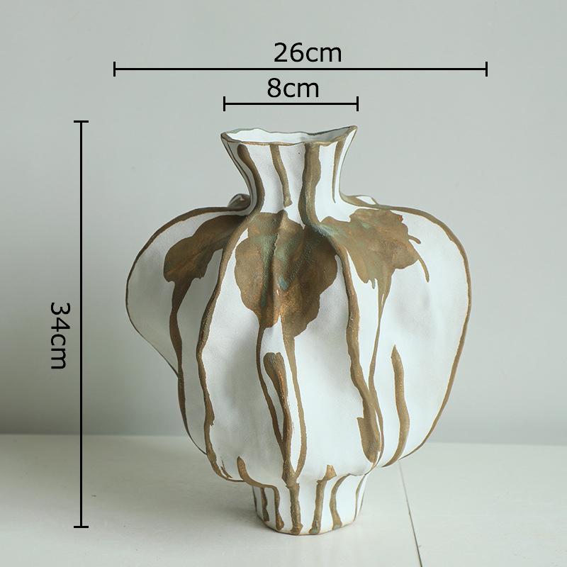 Unregelmäßige Form Keramikvase Kreativer Retro Blumentopf Tischdekoration Blumenarrangement Florale Vasen Raum Ästhetische Dekoration