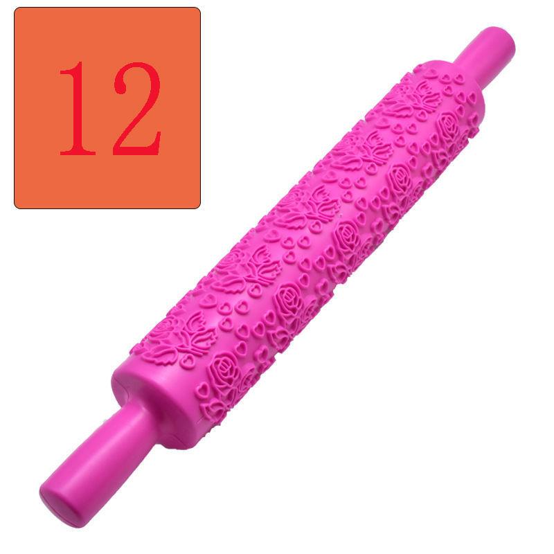 Pattern Texture Embossed Rolling Pin Dough Fondant Pastry Dumpling Pizza Cake Cookies Roller Tools Kitchen Accessories 1 Pcs
