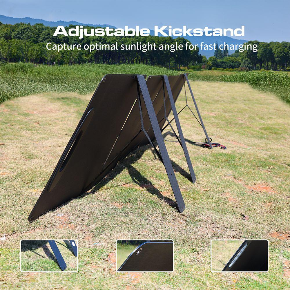 VDL POWER 200W Foldable Portable Solar Panel, 20V Monocrystalline Cell, Adjustable Kickstand, 23.5% Conversion Efficiency, IP67 Waterproof