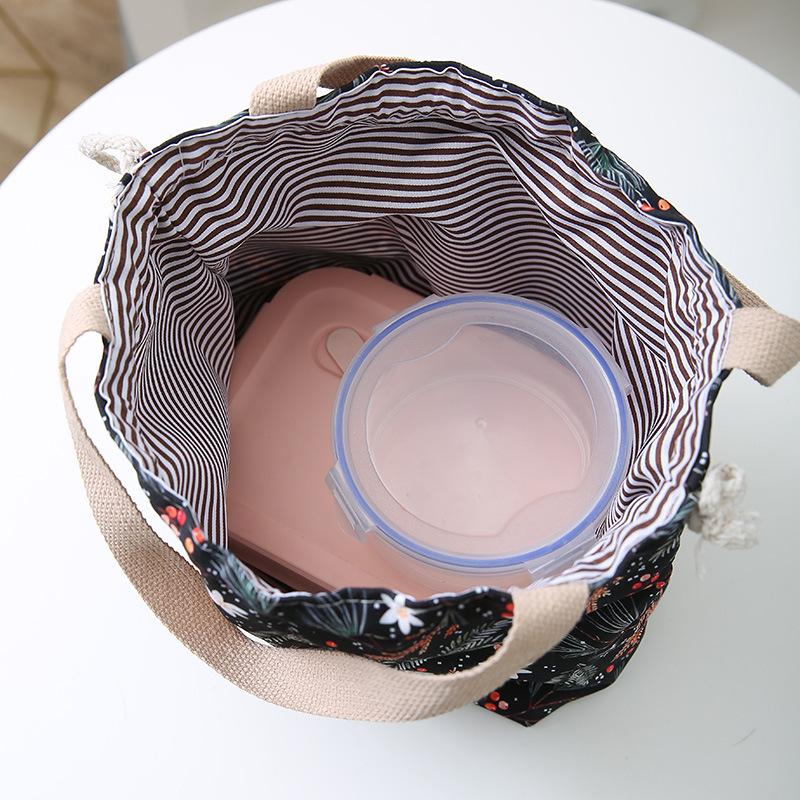 Cartoon Lunchtasche Canvas Lunchbox Kordelzug Picknick Tragetasche Öko Baumwollstoff Kleine Handtasche Geldbörse Abendessen Behälter Lebensmittel Aufbewahrungsbeutel
