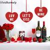 16Pcs Paper Valentine's Day Hanging Heart Pendant Red Funny Love Heart Charm with Ribbon Decorative Valentine's Day Decoration