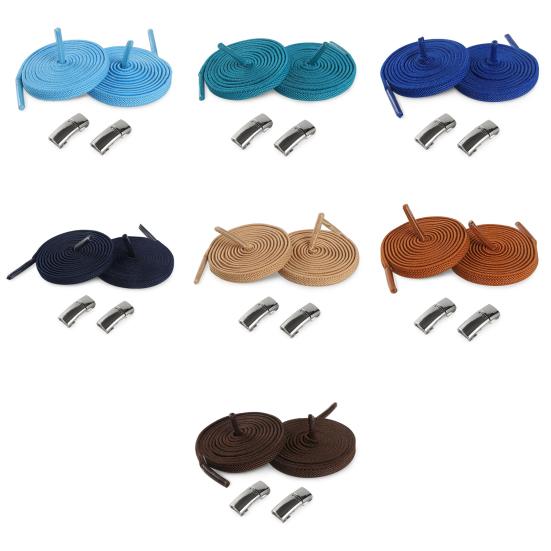 2Pcs Magnetic Shoelace Metal Buckle with 2 Elastic Shoelaces Lazy Kids Adults Sneakers