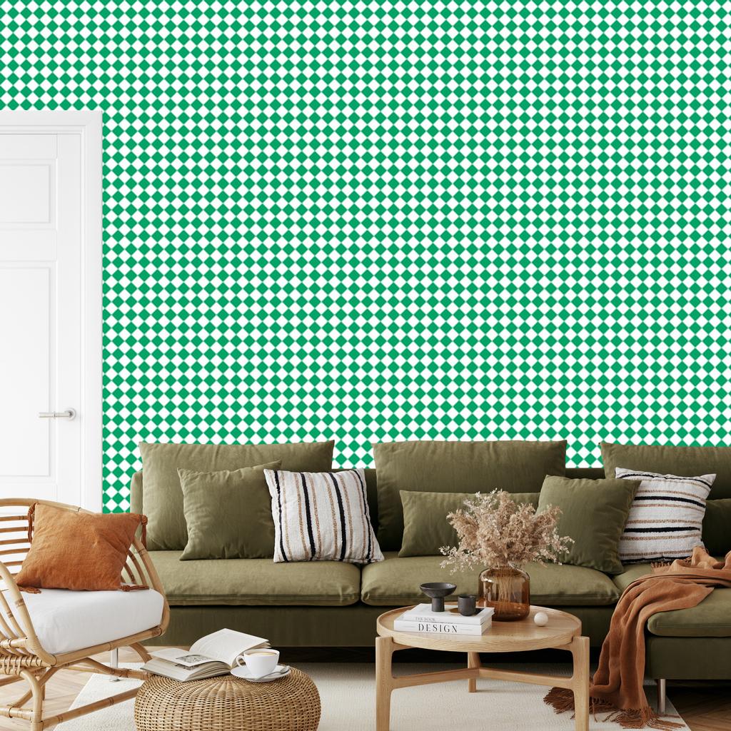 Geometric rhombus wallpaper in teal and mint for the living room and bedroom 50x1000