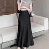 Damska Wiosenno-Letnia Spódnica Midi Wysokiej Talii Wyszczuplająca Satynowa Dopasowana Syreni Dół Długa Spódnica z Układającym się Materiałem