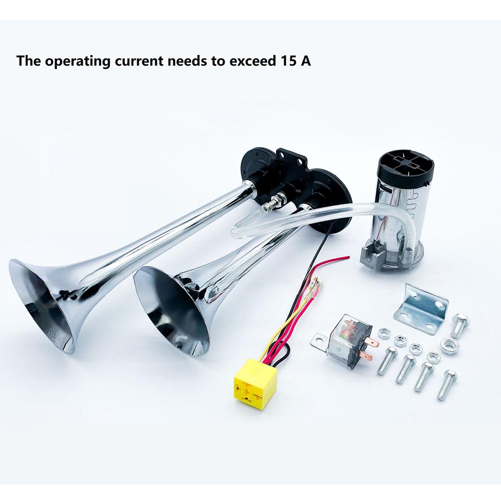 12/24V 150db Air Horn For Truck Zinc Alloy Dual Trumpet With Compressor Dual Electric Air Horns Kit For Vehicles Motorcycle