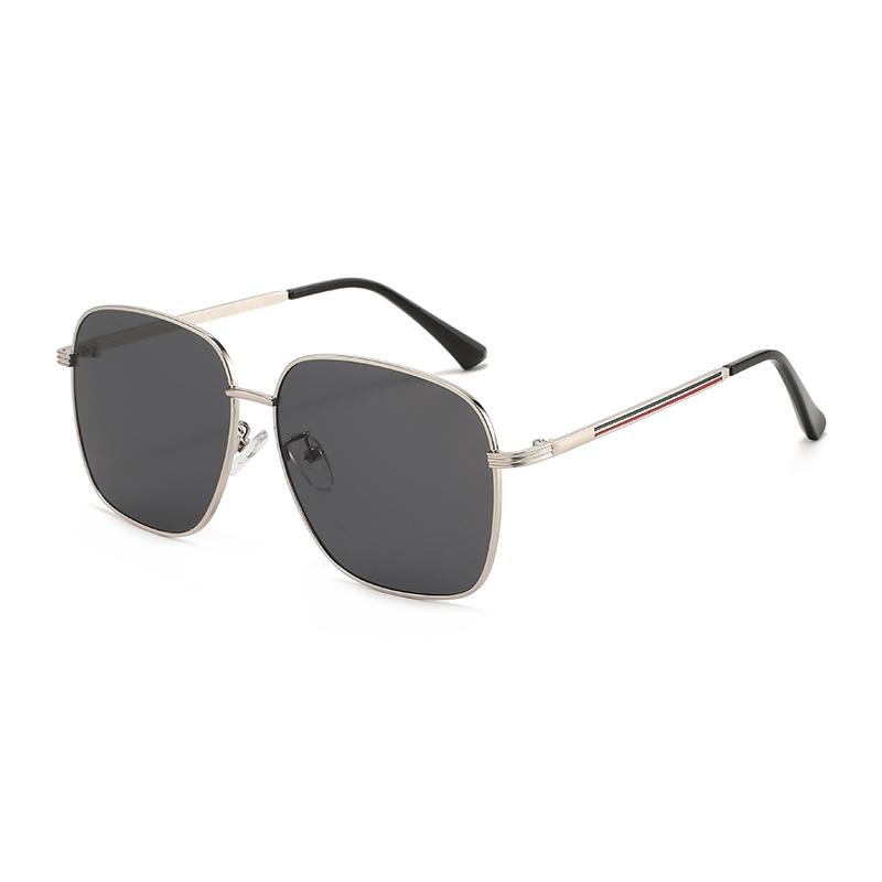 Simple Square Full Rim Metal Frame Comfortable Lightweight UV400 Sunglasses for Unisex Anti-Slip Temples High Quality