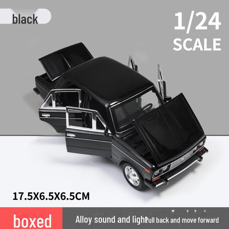 

Модель автомобиля Lada Sedan из легкого сплава Jianyuan 1/24 с инерционным механизмом, звуковыми и световыми функциями, металлическая игрушечная машинка, конструкция из шести открытых коробок. синий
