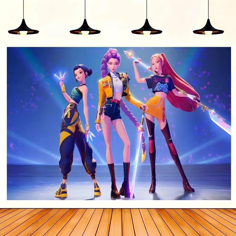 Arazzo a Tema KPOP DDemon HHunters per Camera da Letto Soggiorno Festa Banner Sfondo Decorazione Murale Poster