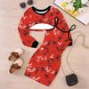 Girls Cartoon 2 Piece Outfits, Long Sleeve Crop Top + Spaghetti Strap Bodycon Dress, Multicolor Garden Print Party Dress Set