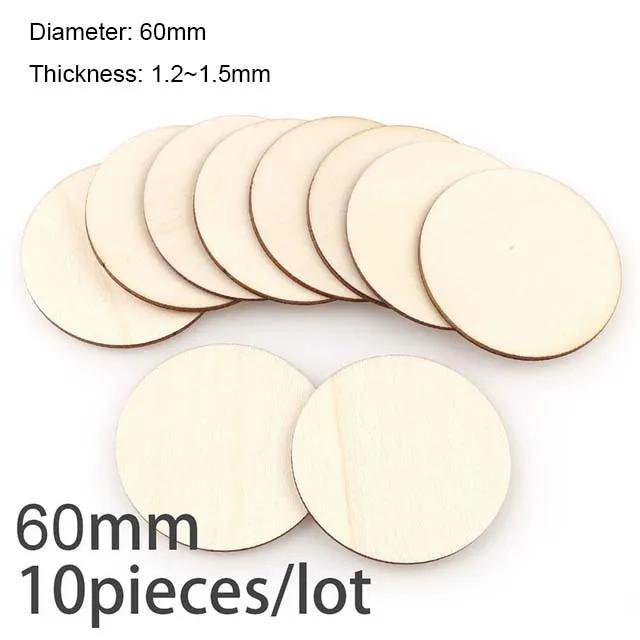 New Diameter 1-10CM Natural Unfinished Round Wood Slices Circles Discs for DIY Craft Kids Christmas Painting Toys Ornament Decor
