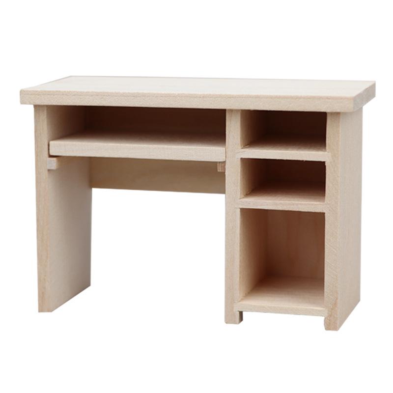 1:12 Miniature Dollhouse Wooden Desk and Chair Set