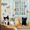 Non-damaging Glass Decal Cat Butterfly Static Sticker, Waterproof Animal Window Decoration Sticker Decal, Removable Pet for Bedroom Balcony