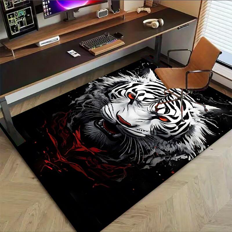 1pc Tiger Red Carpet Anti Slip Polyester Floor Mat for office.Bedroom