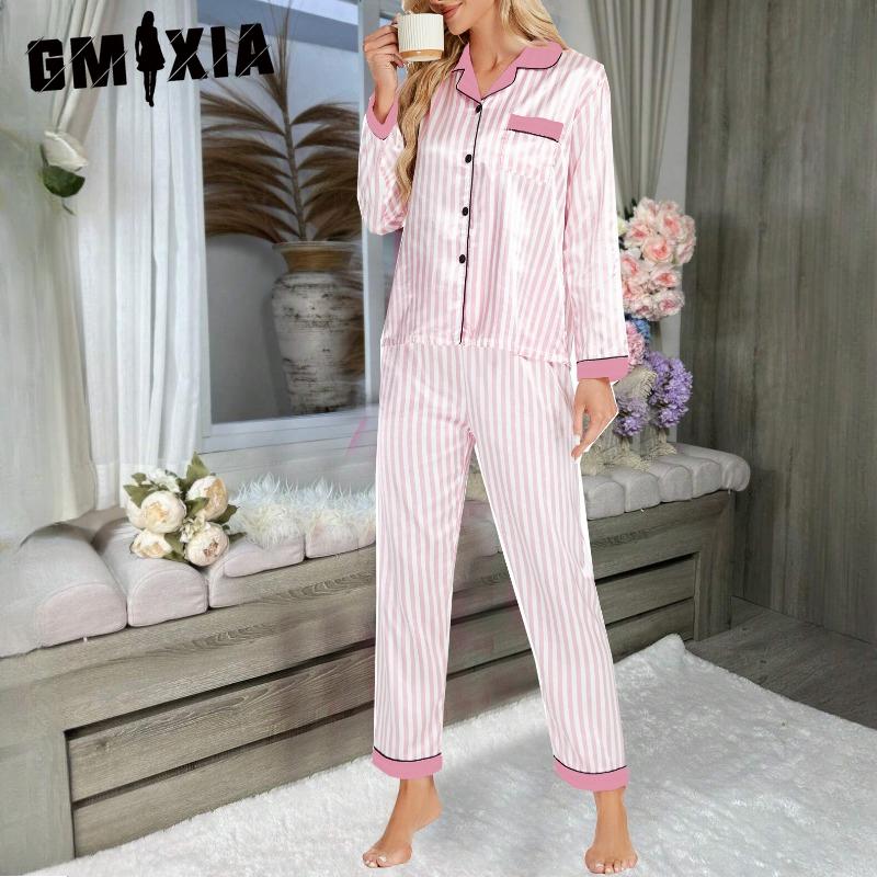 GMXIA Women's Colorblocking Loungewear Cardigan Long Sleeve Autumn Casual Fashion