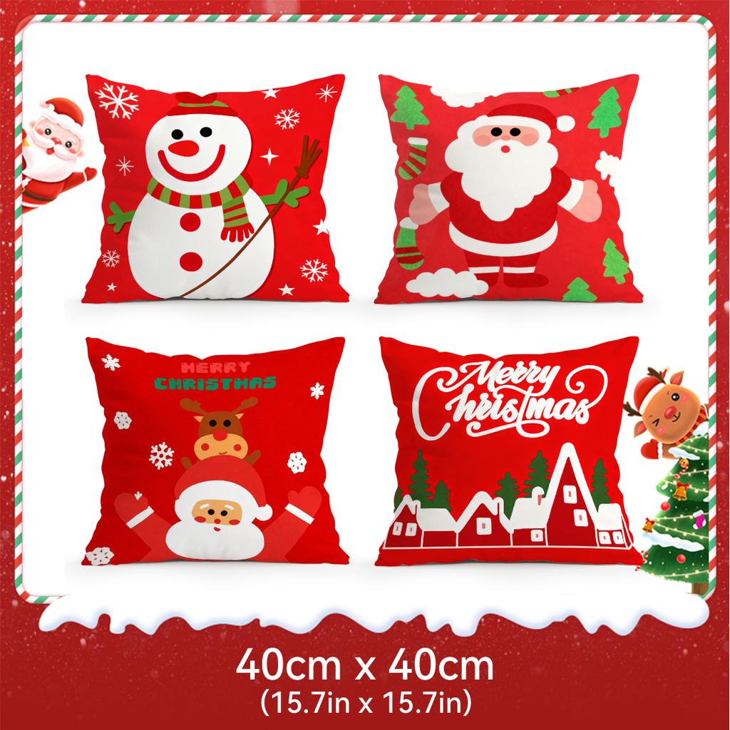 Red Christmas Theme Pillowcase Bedroom Sofa Cushion Cover 100% Polyester Living Room Soft Cushion Pillowcase Home Decor