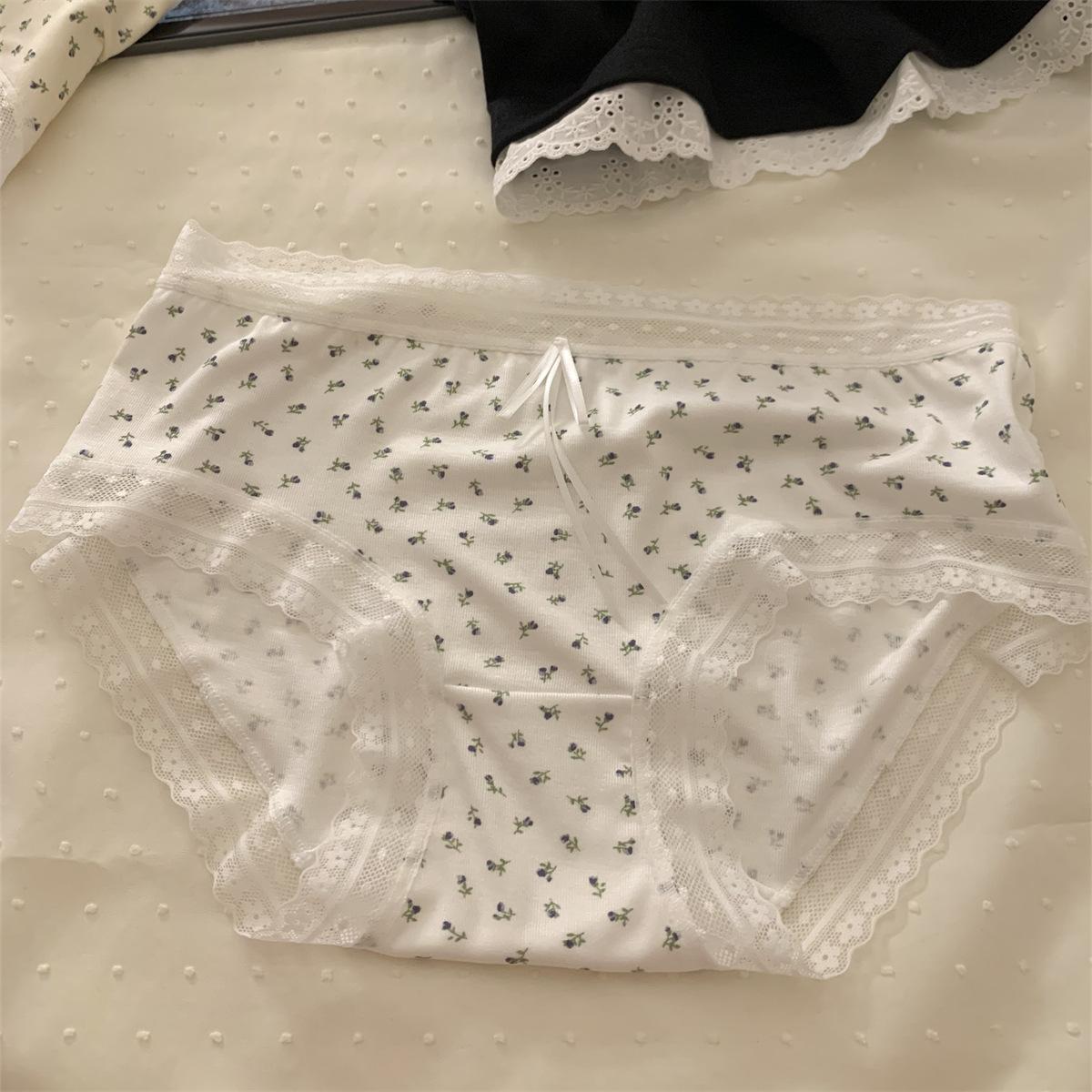 Женские весенне-летние тонкие модели Сладкое кружево Цветочные бесшовные трусы M