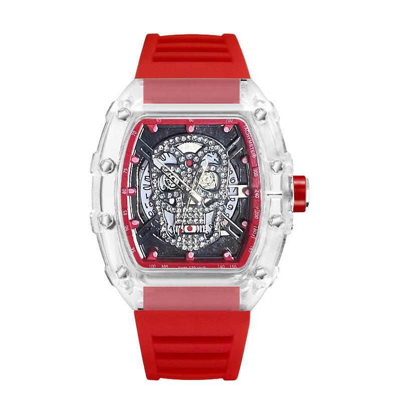 High-Value Fashion Trend Non-Mechanical Transparent Ghost Head Wine Barrel-Shaped Men'S Watch