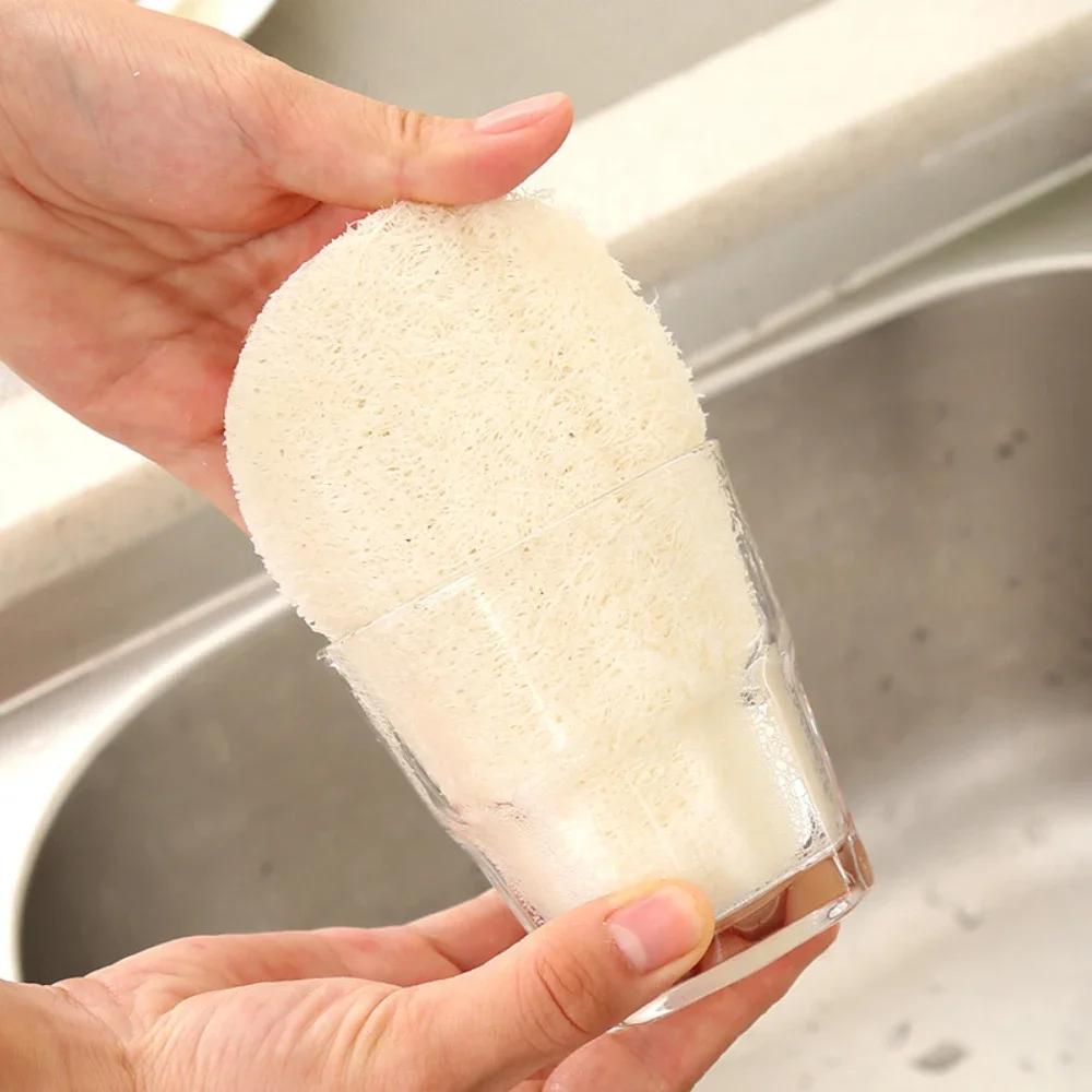 1/5/10Pcs Natural Luffa Sponge Dish Washing Cloth Loofah Scrub Pad Dish Pot Scrubber Sponge Household Kitchen Clean Brushes Pad