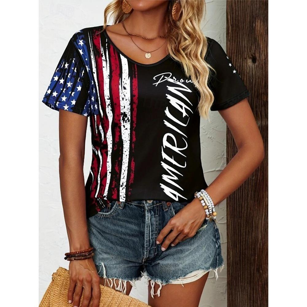 Independence Day Women's Patriotic Fourth of July T Shirt Flag Flag National Flag Stylish