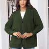 Spring and Autumn Women's V-neck Solid Color Loose Single-breasted Sweater Knitted Cardigan