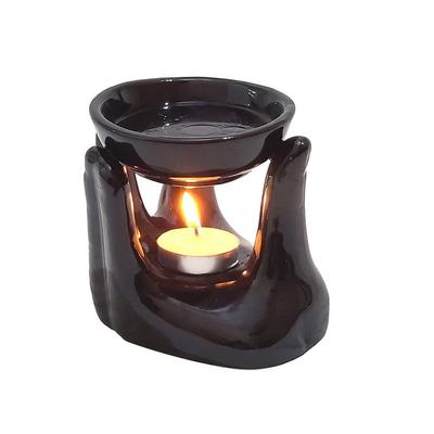 Ceramic Hand Type Oil Burner for Home, Office, with 1 Tea Light Candle, Made by Porcelain