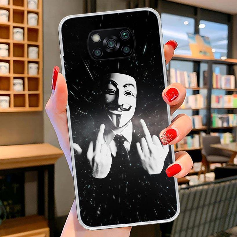 Anonymous V Mask Cover Phone Case For Xiaomi Poco F7 Ultra X7 X6 X5 Pro M7 Redmi 15C 15 13C 13 12C 12 10C 10 9A 9C 9T 9 Shell Po