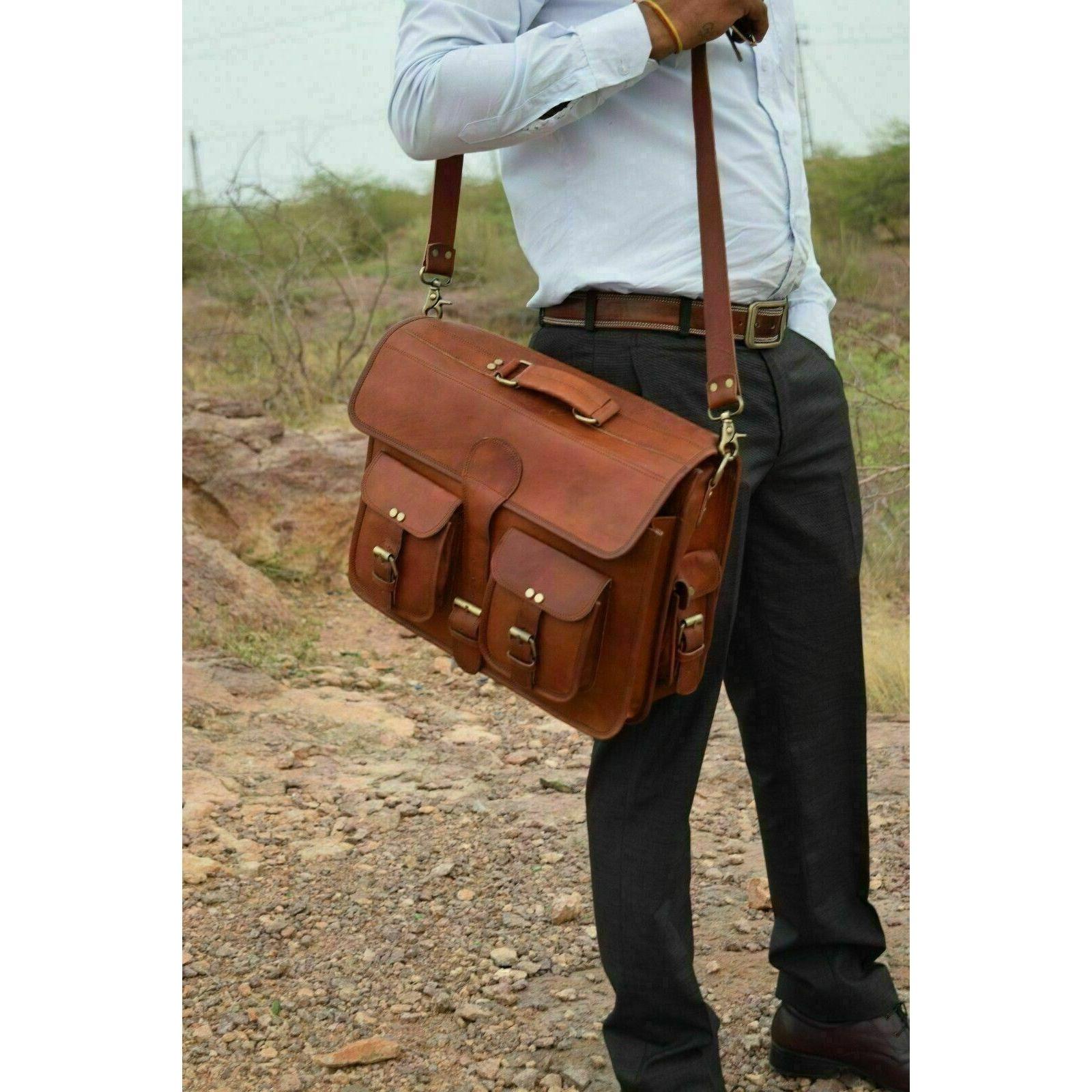 Новый мужской портфель для ноутбука из натуральной винтажной кожи — фото 3