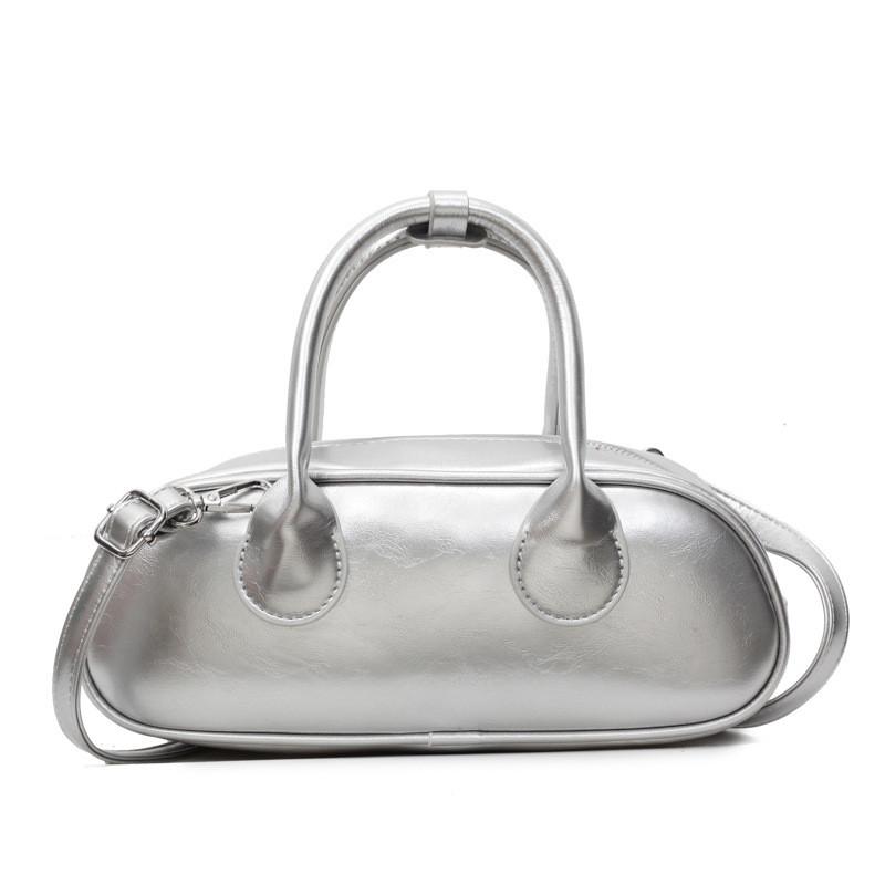 

Solid Color Versatile Pu Boston Bag Zipper Closure Women Accessories Bags Travel