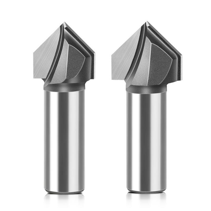 Fresa a V a 90° con gambo da 1/4" 1/2" Fresatrice per lavorazione del legno per pannelli compositi di alluminio e rifilatura del legno