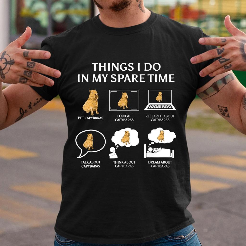Capibara Rodent T-shirt, 6 Things I Do In My Spare Time Pet Capybara Shirt Gift