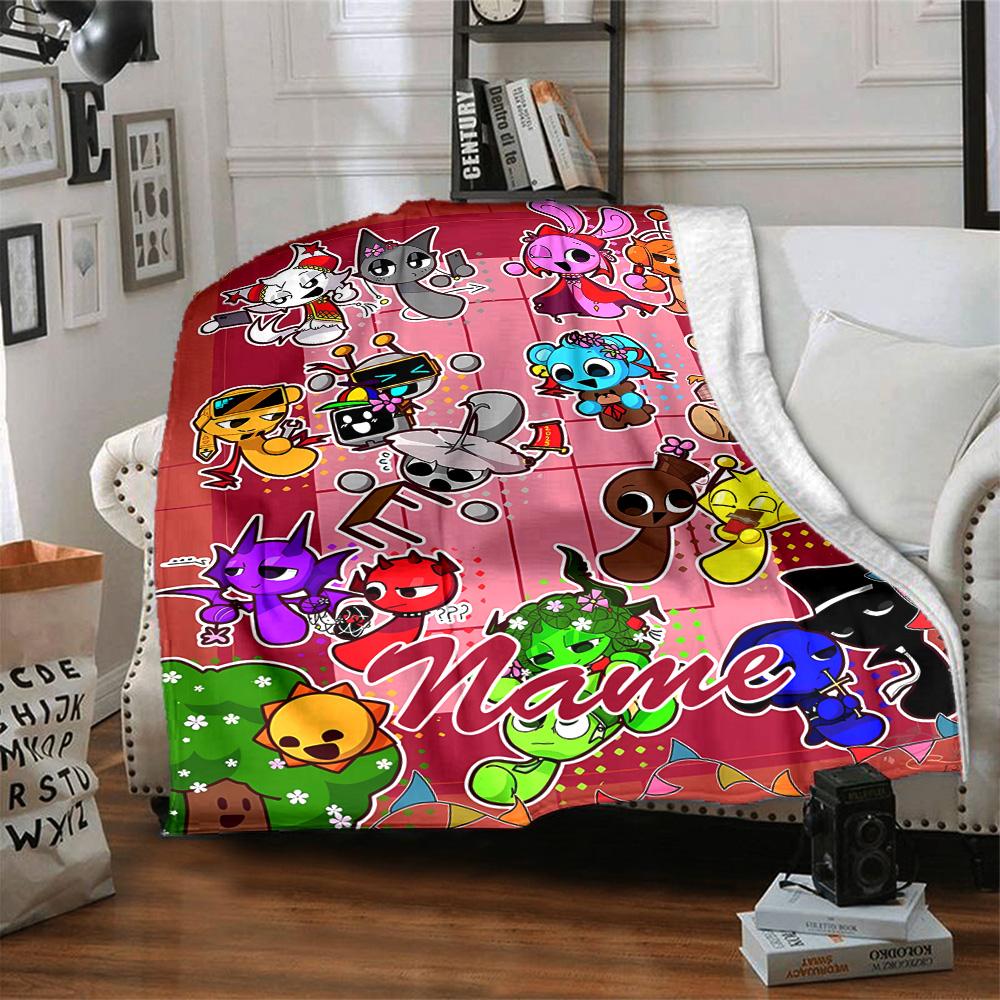 Customizable SPRUNKI2 Throw Blanket – Personalized Name, All-Season Cozy Snug Blanket, Machine Washable, Personalized Blanket