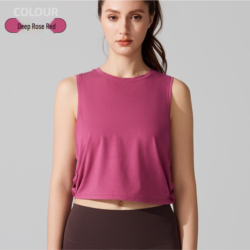 

Лиоцелловый быстросохнущий дышащий спортивный топ без рукавов для йоги и бега Medium ярко-розовый/глубокий