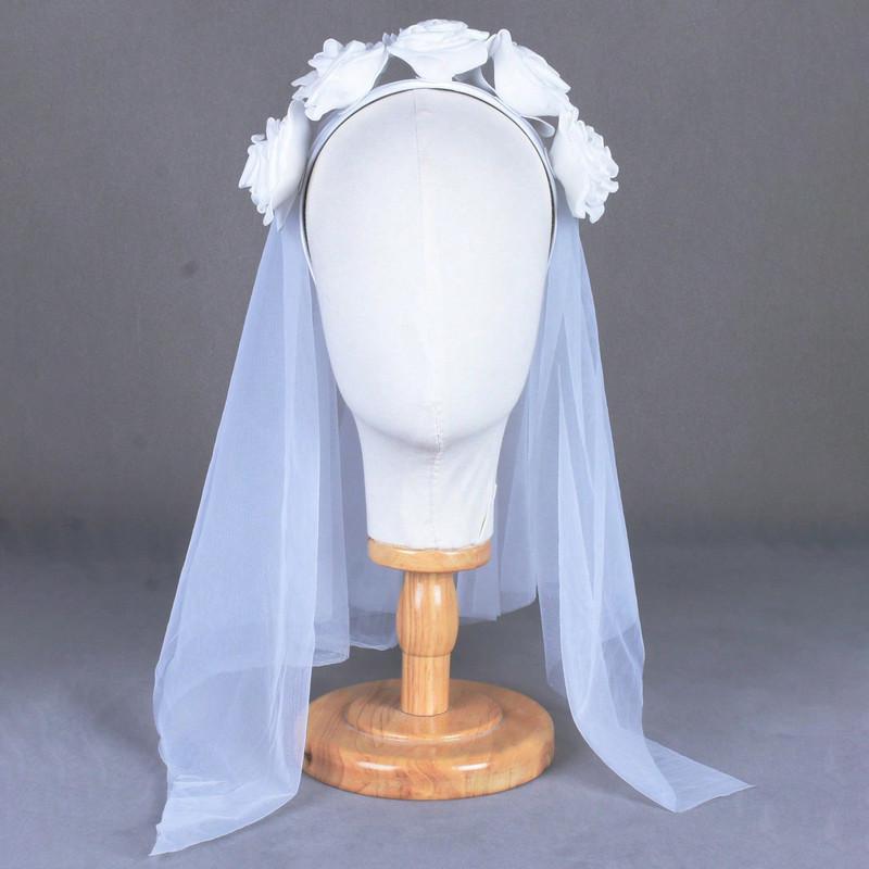 Halloween Headbuttons Day of The Dead Hair Bands Headdress Ghost Bridal Party Dark Lace Veil