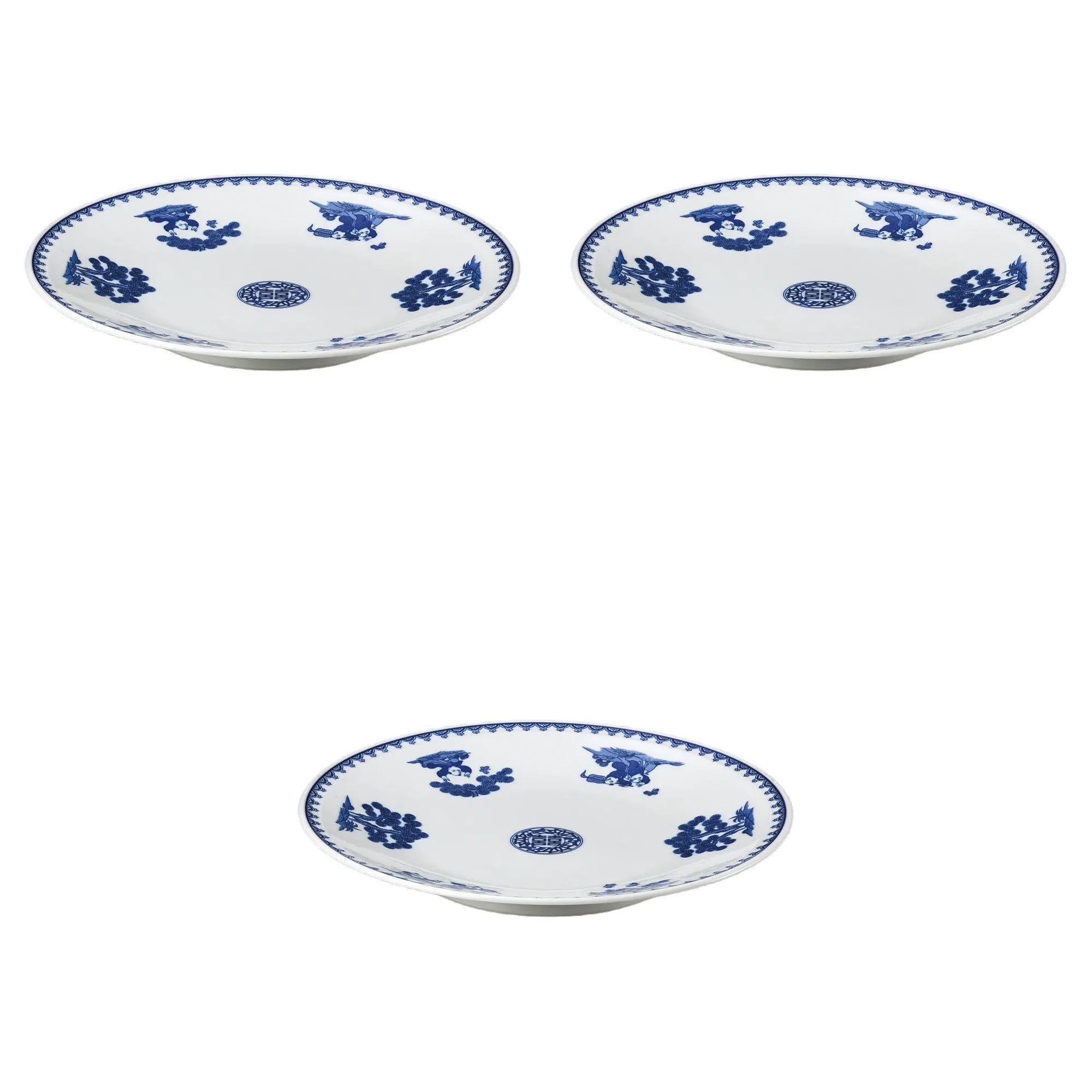 

Set of 3 Blue and White Karako Plates x Extra Large Round Plates by Setomonohonpo 9.0 [28.3 3.9 cm]