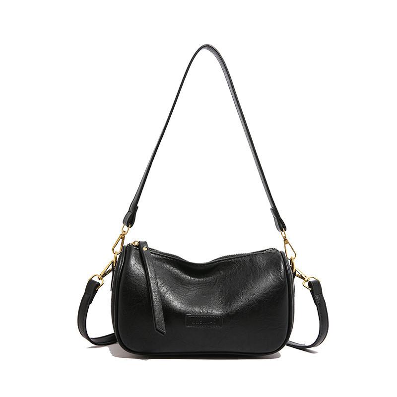 Elegant Retro Boston Shoulder Bag For Women Fashionable Commuter Style Large Capacity Pu чёрный