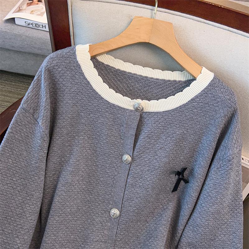 Plus Size Women's Loose Knit Cardigan, Bust 150/160 cm, 200/300 lbs - Style 8045
