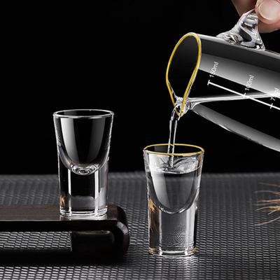 10ml/20ml Luxury Golden Edged Small Wine Glass 12pcs Sets SGlass Thick Bottomed Baijiu Goblet Vodka Glass Party Glassware