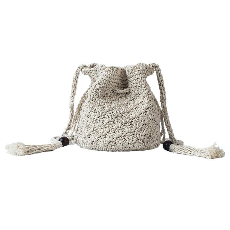 

Модная кисточка ручной работы из хлопка, льна, соломы, винтажная женская сумка-мессенджер, пляжная сумка, плетеные сумки