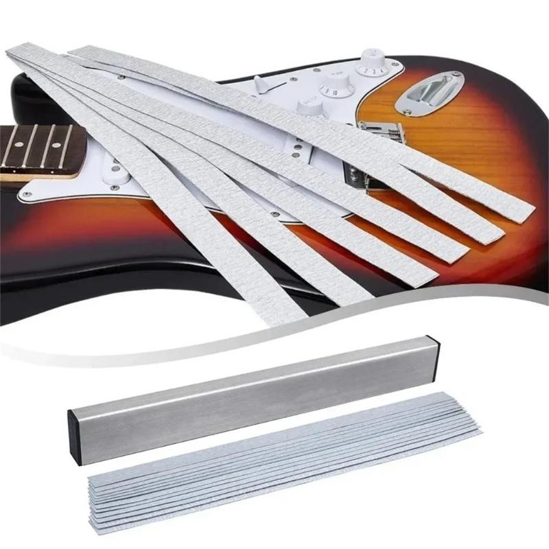 Guitar Neck Fret Beam Leveling Bar Luthier Tool With 6PCS Sandpaper Stainless Steel, Aluminum Alloys Versatile Polishing