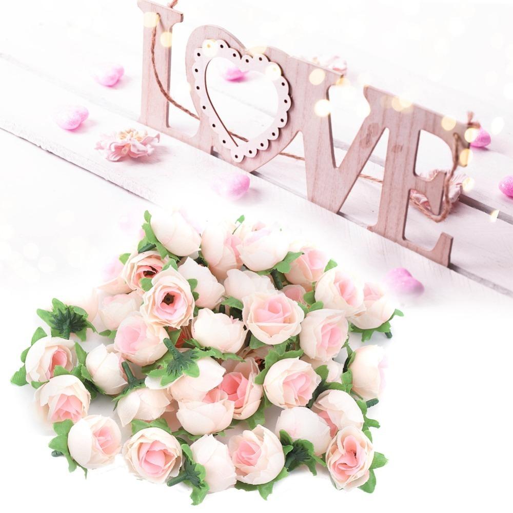 50pcs 1.2 Inch Diameter Fake Flower Heads Rayon Material Artificial Rose Heads  Party Background