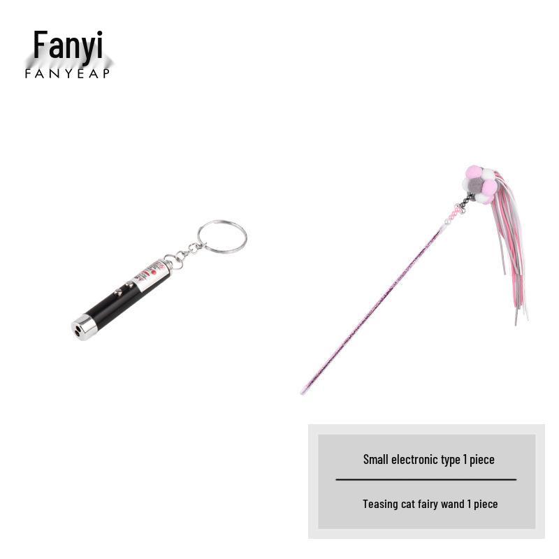 A1V-Teasing Cat Laser Pointer & Feather Wand Toy with Bell