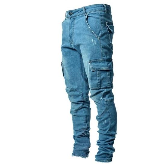 Jeans Elasticizzati da Uomo con Tasche Laterali per Snellire, Vestibilità Slim e Vestibilità Aderente