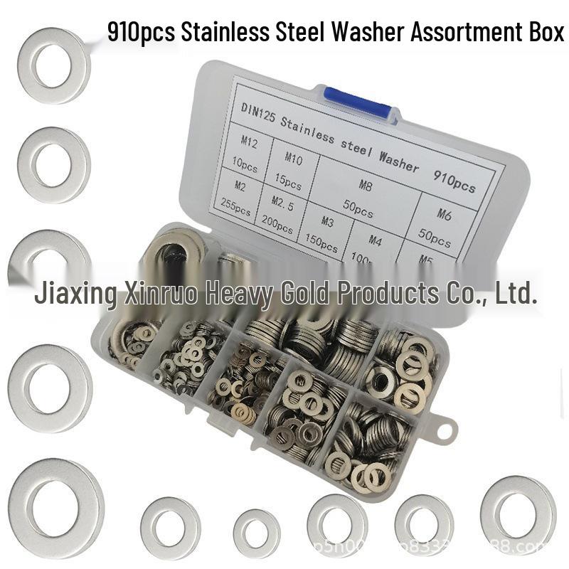 910-Piece Stainless Steel Flat Washer Set for Screws