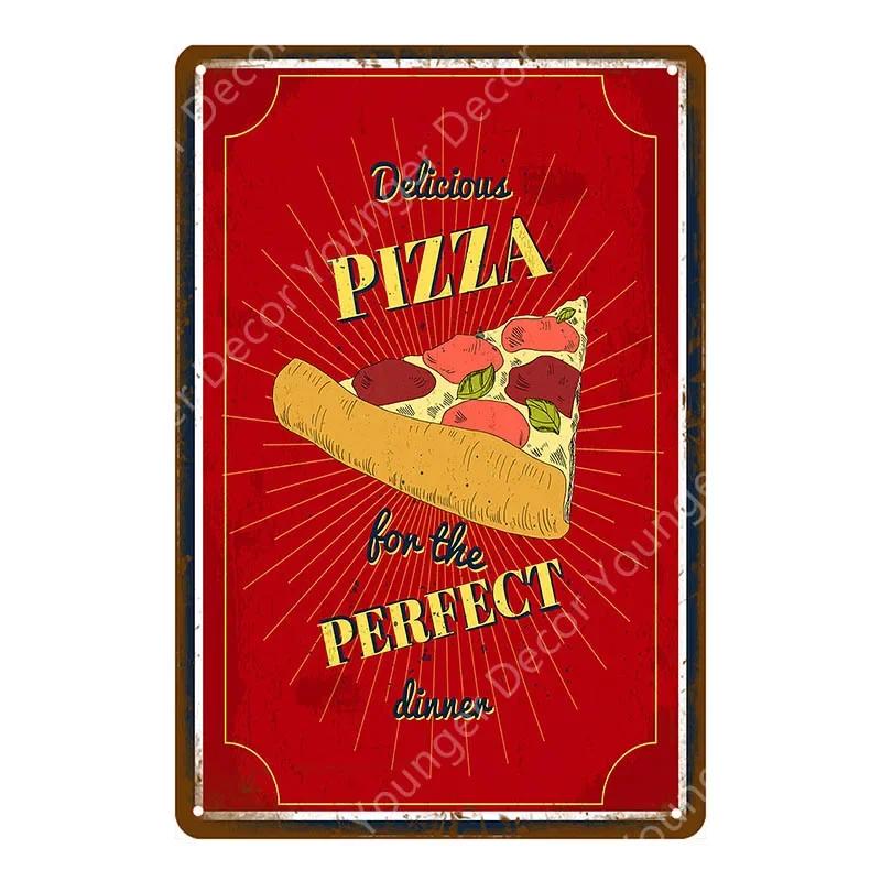 Italian Good Food Pizza Pies Metal Signs Wall Decoration Vintage Metal Poster Home Kitchen Decor Painting Plaques YJ145