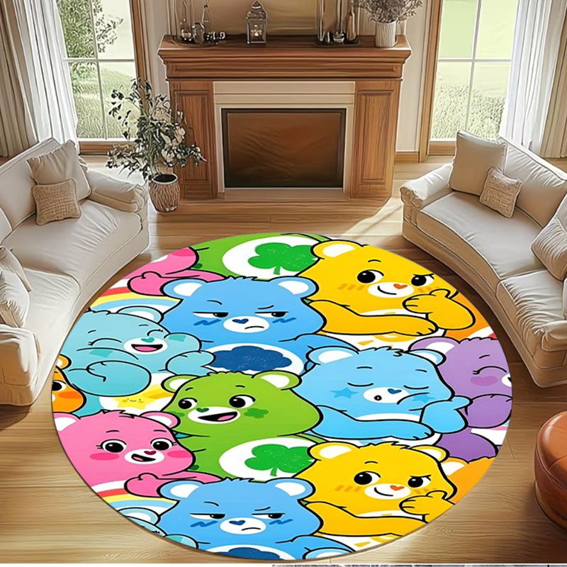 Care Bears Print Round Rug, Washable Floor Carpet, For Entryway Dorm Laundry Room Office Study, Home Decor Birthday Christmas Gift