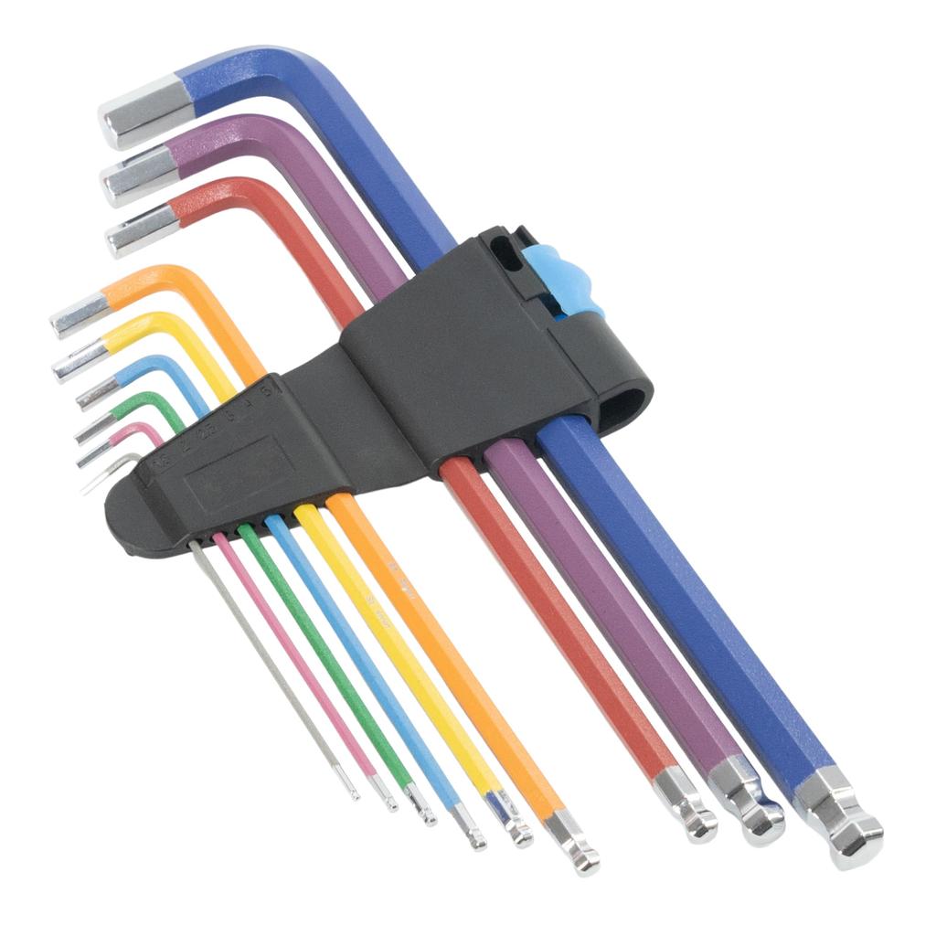 GOODRIG Hex Wrench Colorful with Ball Made of S2 Alloy for Bicycle Furniture and Appliance Maintenance 9-Piece Set, Point, Steel, Repair, Assembly,