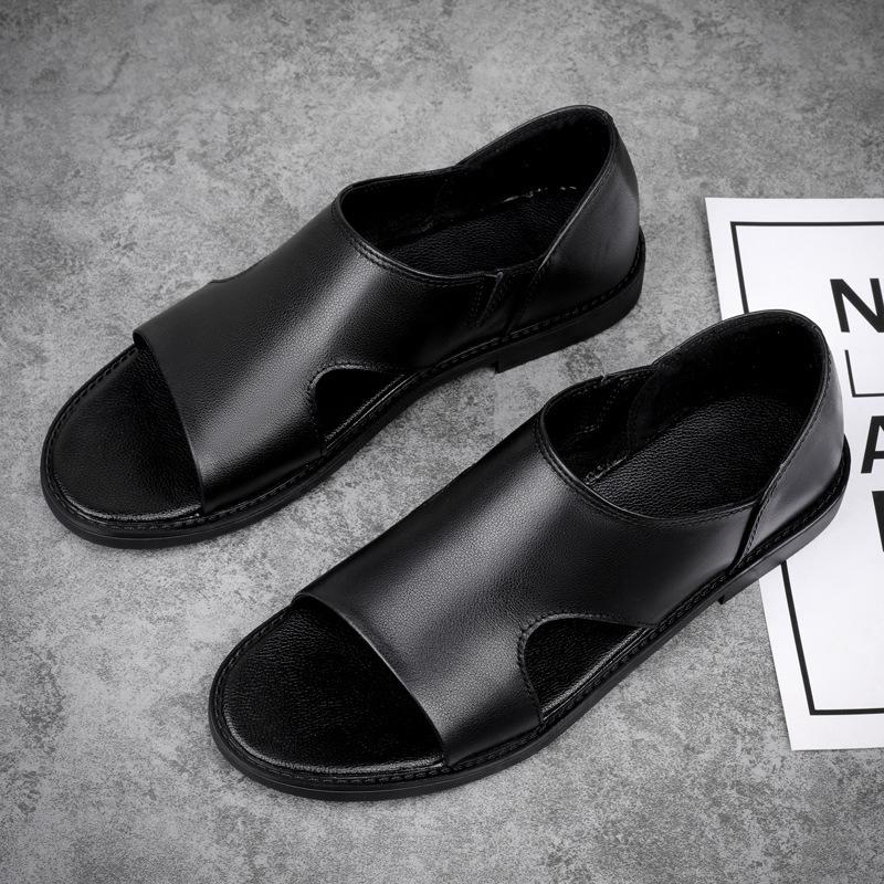 Sandals summer new leather soft-soled slippers casual beach shoes roman leather sandals